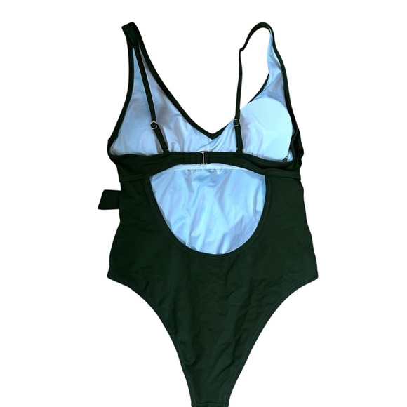 Shade & Shore One Piece Green Bathing Suit Tie front Sz M - Picture 8 of 9